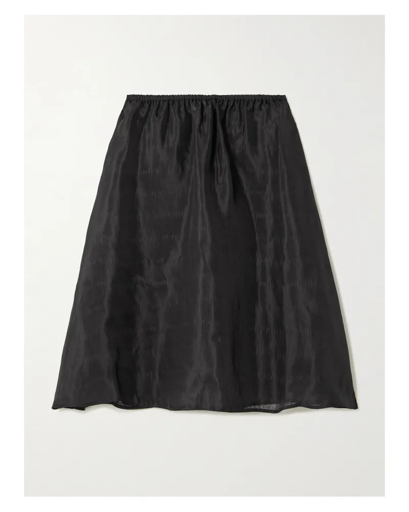 Matteau Silk And Linen-blend Midi Skirt - Black Black