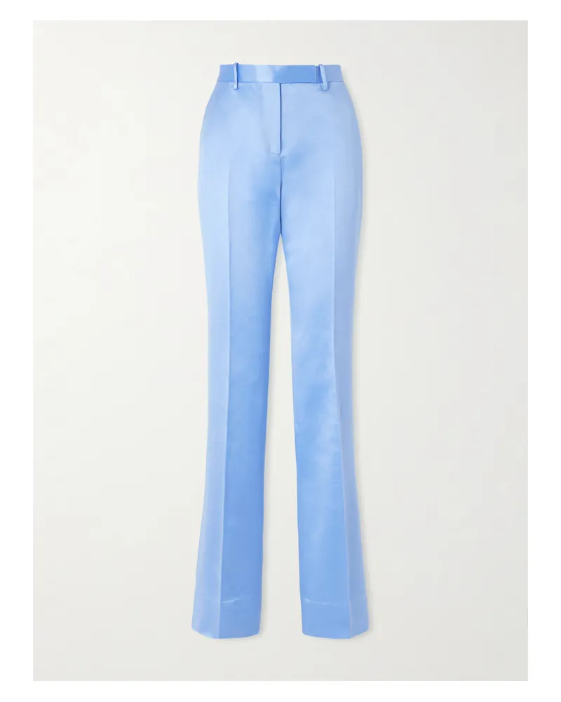 Tom Ford Hose Mit Geradem Bein Aus Duchesse-satin Aus Einer Baumwoll-seidenmischung - Blau Blau
