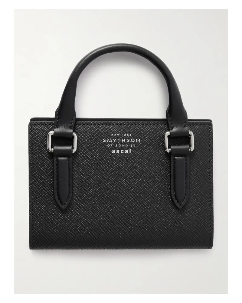 Smythson Sacai Textured-leather Passport Holder - Black Black