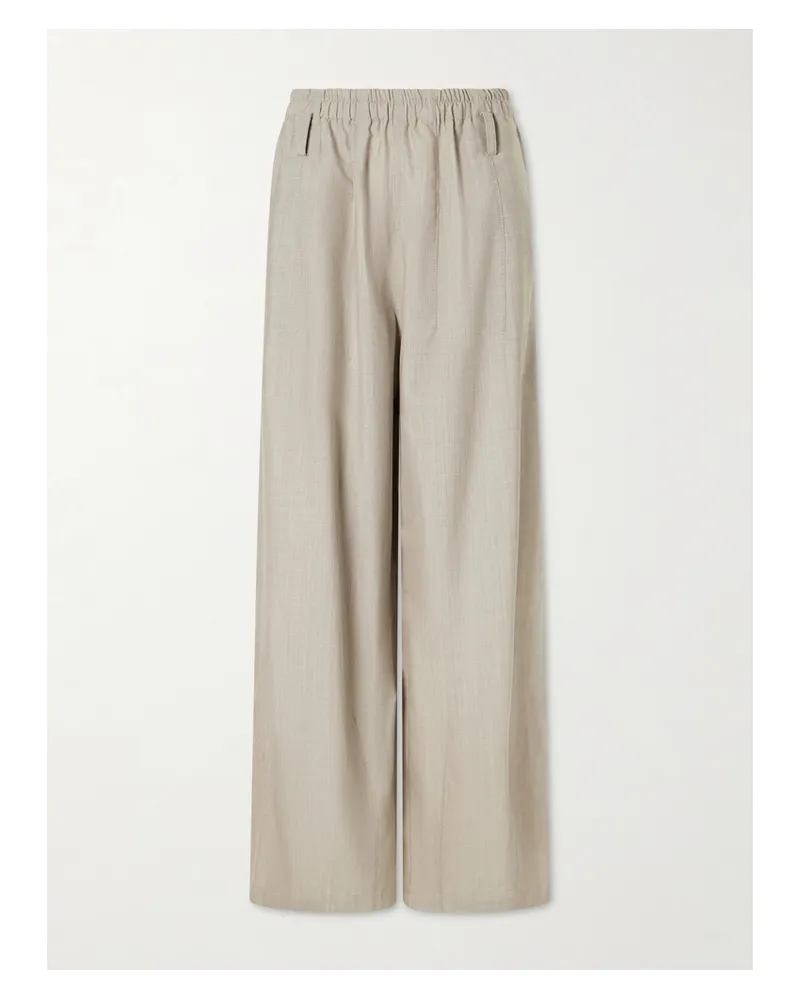 FRANKIE Shop Oakdale Virgin Wool Wide-leg Pants - Neutrals Neutrals