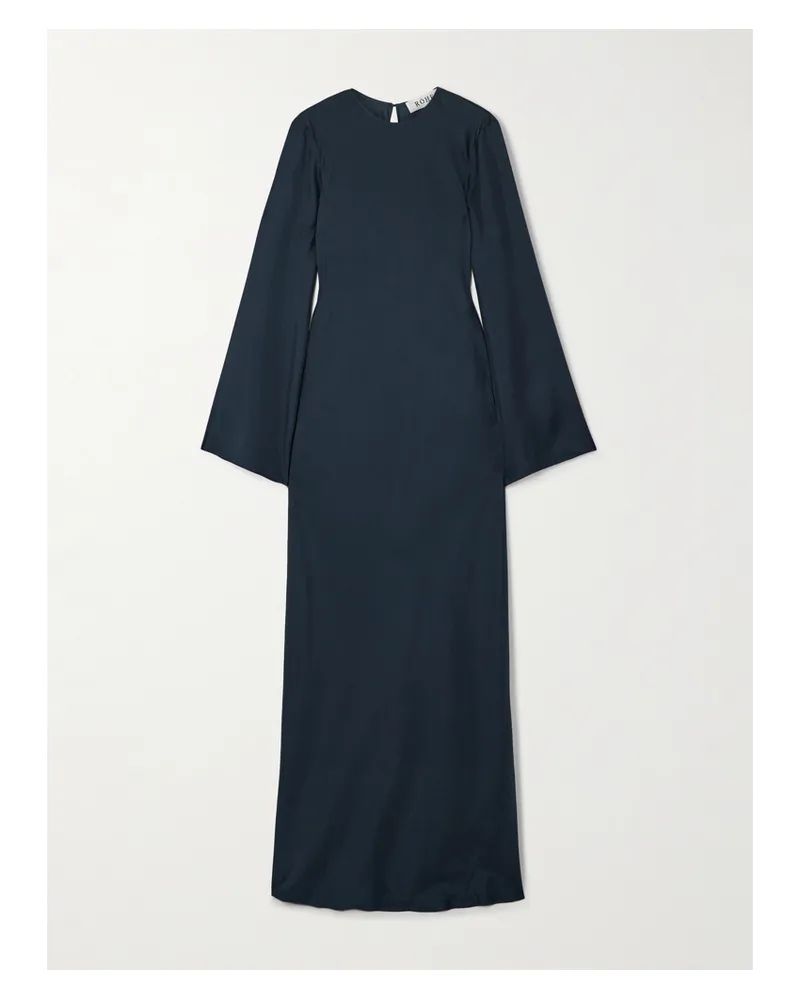 Róhe Maxikleid Aus Seiden-twill - Blau Blau