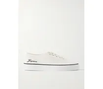 Le Fefe Embroidered Canvas Sneakers - Neutrals