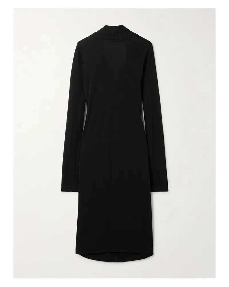 Totême Midikleid Aus Jersey Mit Cape-effekt - Schwarz Schwarz