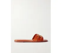 Goldie Buckled Leather Slides - Brown