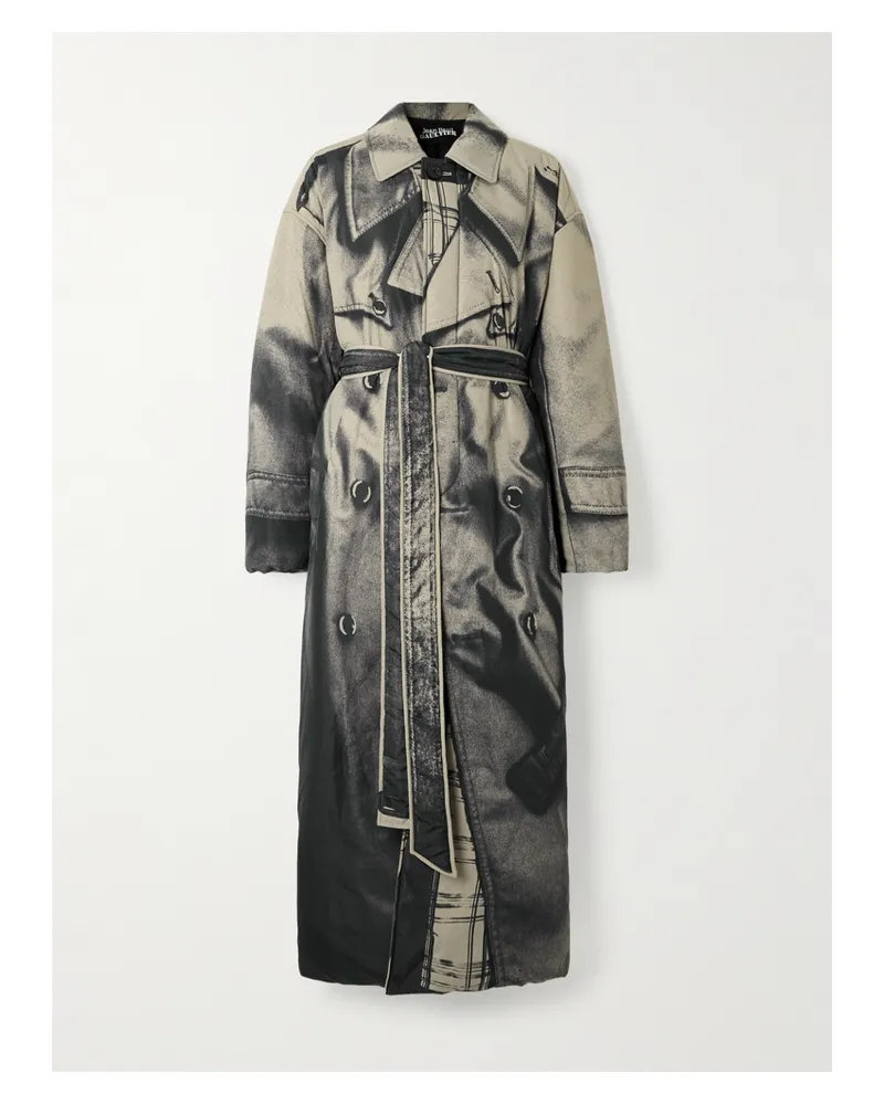 Jean Paul Gaultier Trenchcoat Aus Bedruckter Baumwollgabardine Mit Wattierung Und Bindegürtel - Mehrfarbig Mehrfarbig