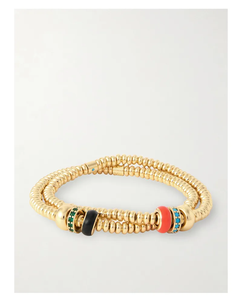 Roxanne Assoulin Corduroy Set Aus Zwei Goldfarbenen Armbändern Mit Zierperlen Gold