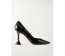Ami Croc-effect Leather Pumps - Black