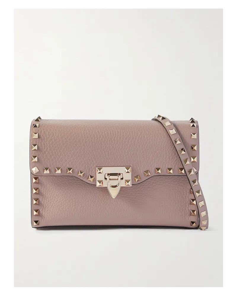 Valentino Garavani Rockstud Schultertasche aus Strukturiertem Leder Pink