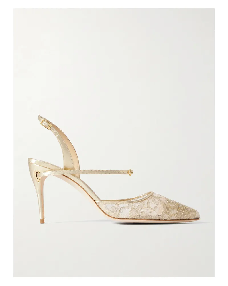 Jennifer Chamandi Vittorio 85 Pumps Aus Metallic-spitze Und Lamé - Gold Gold