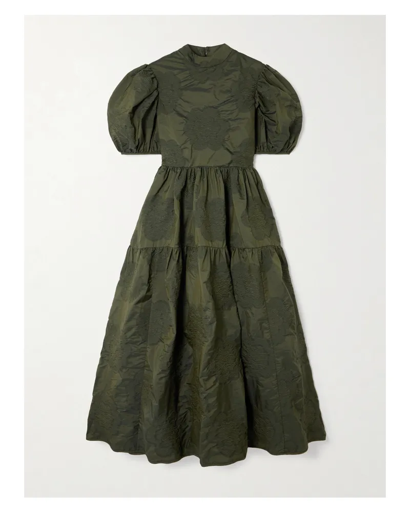 Cecilie Bahnsen Kelly Midikleid Aus Matelassé-taft - Grün Grün