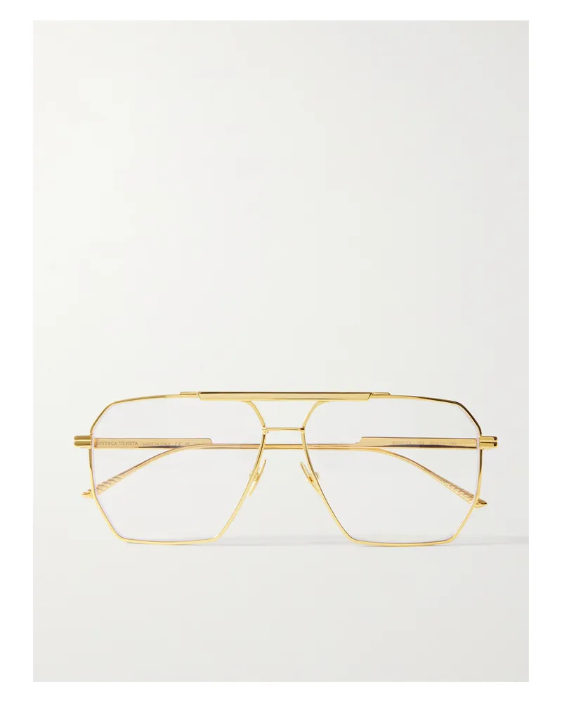 Bottega Veneta Goldfarbene Oversized-pilotenbrille Gold