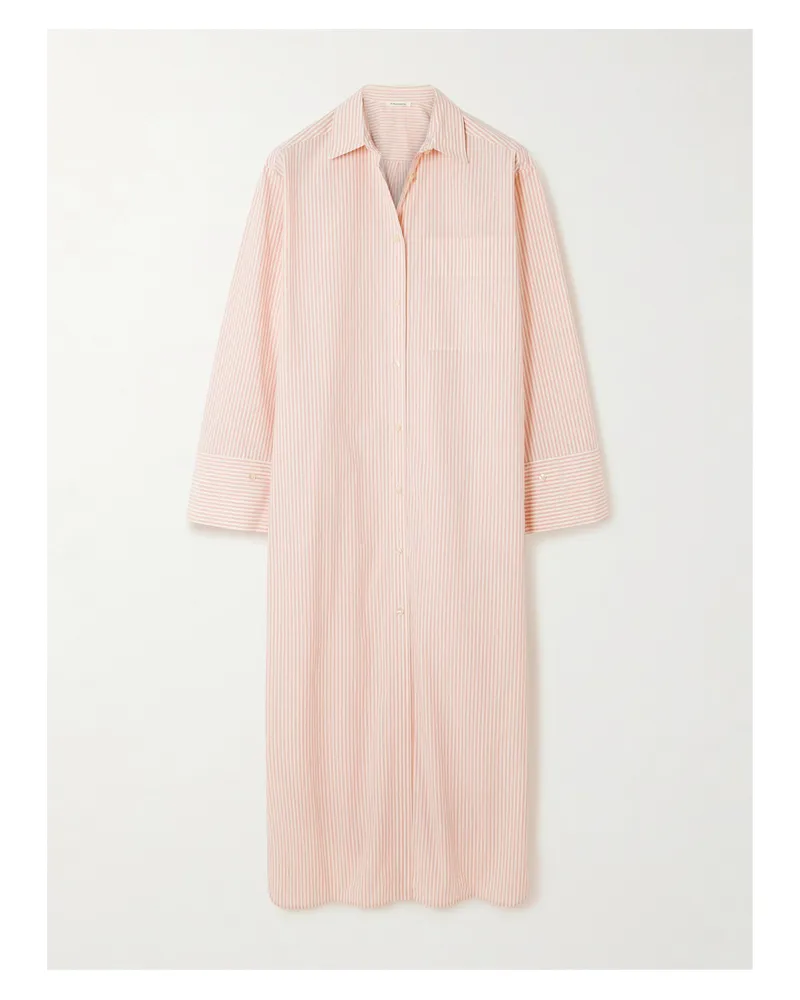 By Malene Birger Perros Midikleid Aus Gestreifter Biobaumwollpopeline - Pink Pink