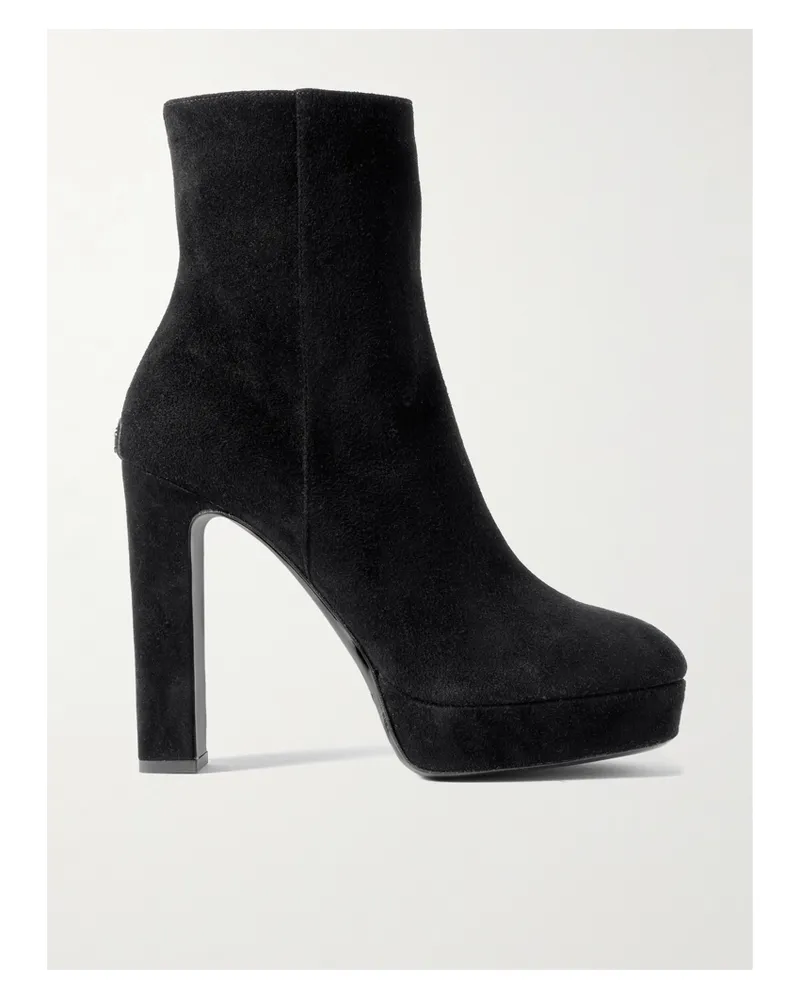 Jimmy Choo Marene 120 Ankle Boots Aus Veloursleder Mit Plateau - Schwarz Schwarz