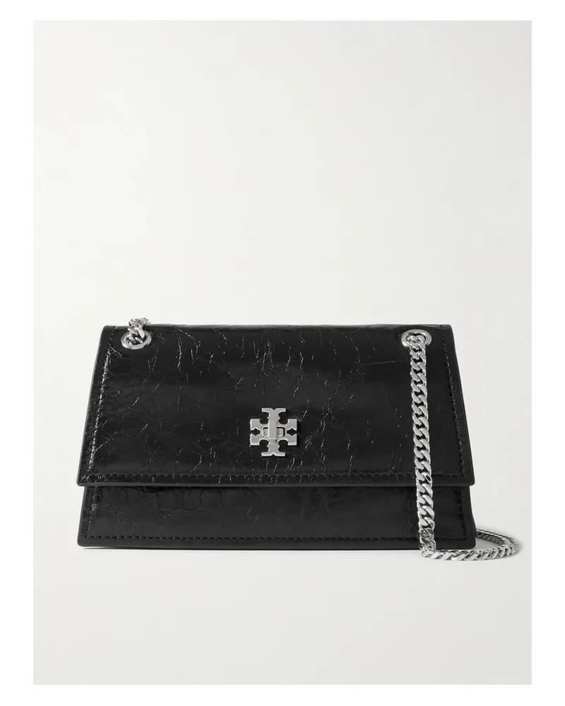 Tory Burch Kira Turnlock Mini Crinkled-leather Shoulder Bag - Black Black