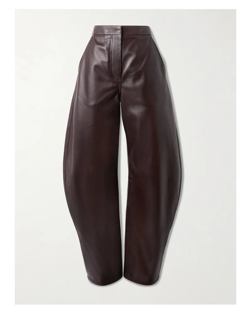 Alaïa Leather Barrel-leg Pants - Brown Brown