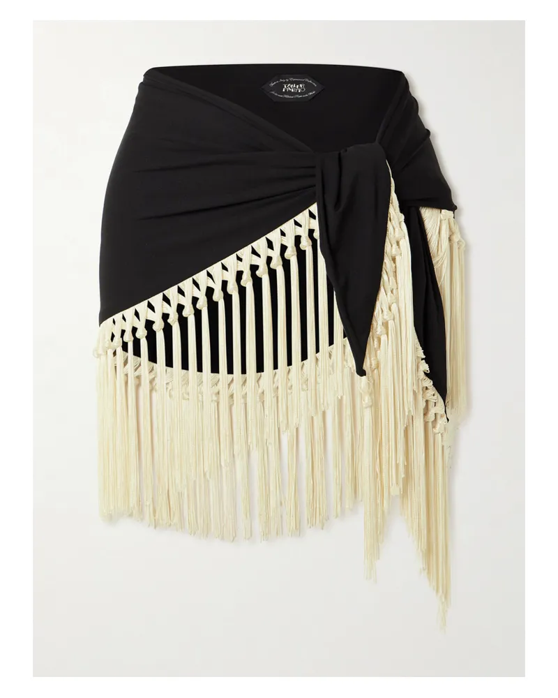 Taller Marmo Mini Lido Set Aus Badeanzug Und Pareo Mit Fransen - Schwarz Schwarz