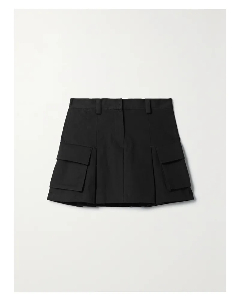 FRANKIE Shop Audrey Minirock Aus Baumwoll-twill Mit Falten - Schwarz Schwarz