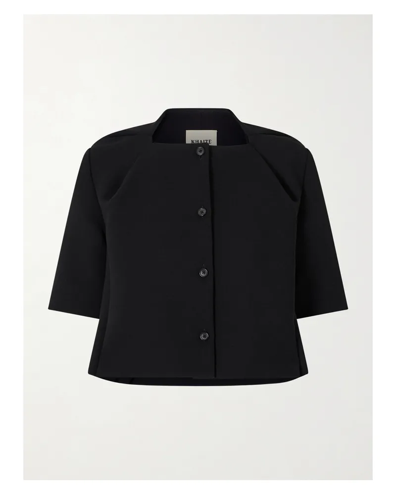 KHAITE Franc Cropped Crepe Jacket - Black Black