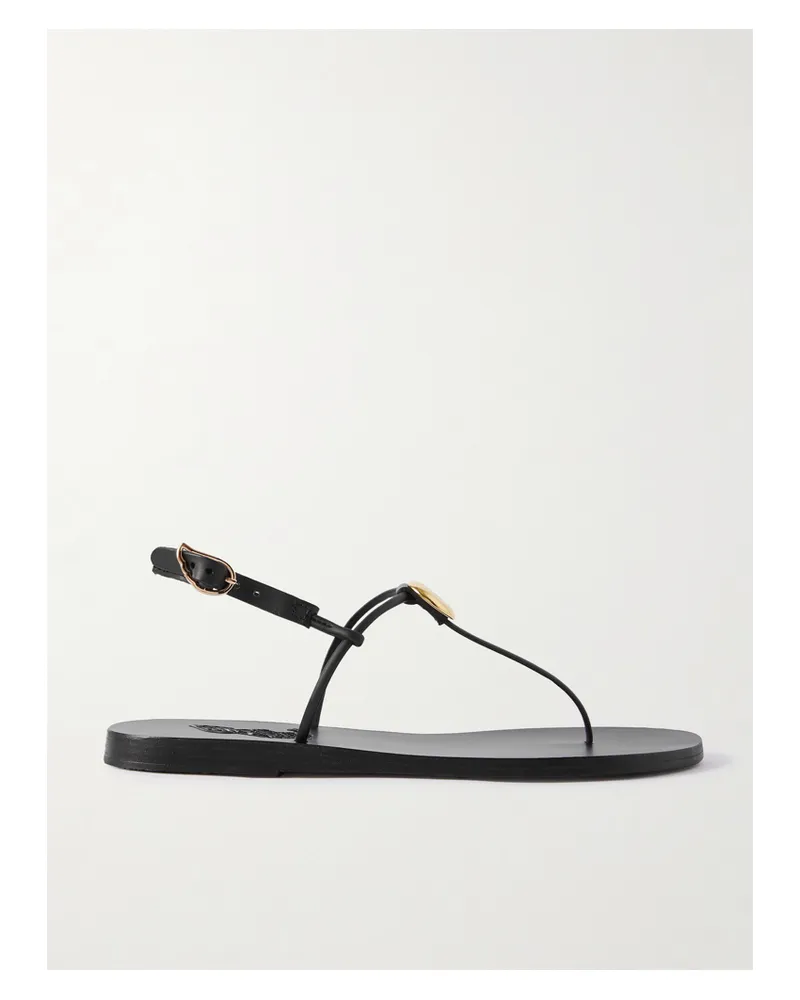 Ancient Greek Sandals Dimitria Sandalen Aus Leder Mit Verzierung - Schwarz Schwarz