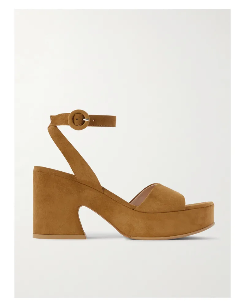 Gianvito Rossi Alma 55 Plateausandalen Aus Veloursleder - Braun Braun