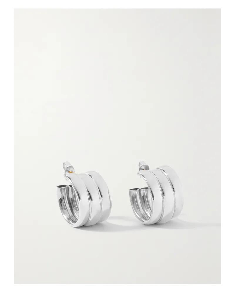 Laura Lombardi Mini Grazia Platinum-plated Recycled Hoop Earrings - Silver Silver
