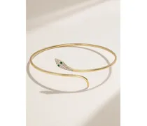 Snake Armreif Aus 9 Karat Gold Mit Smaragden Und Diamanten