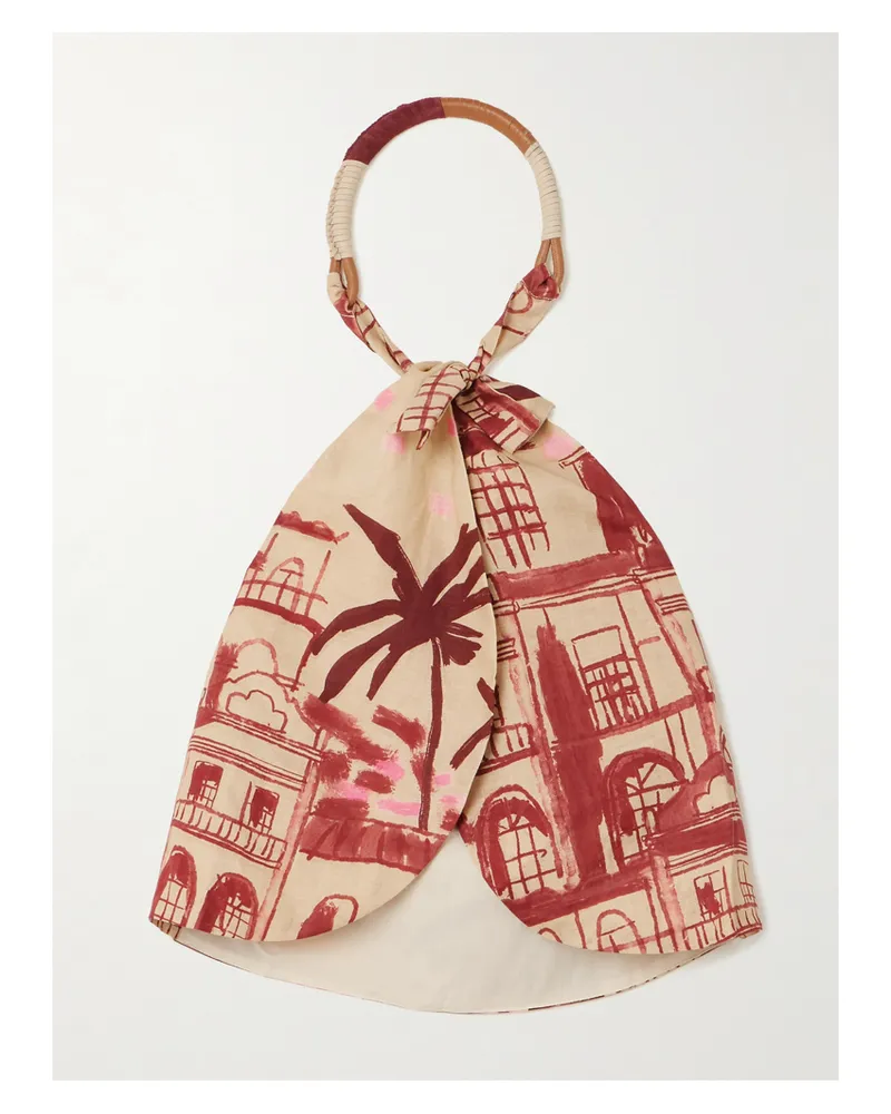 Johanna Ortiz The Root Leather-trimmed Printed Linen Halterneck Top - Ecru Ecru