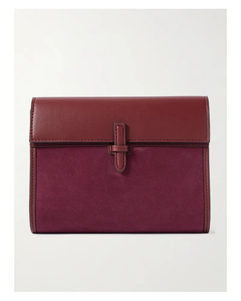 Hunting Season Suede And Leather Clutch - Burgundy Burgundy