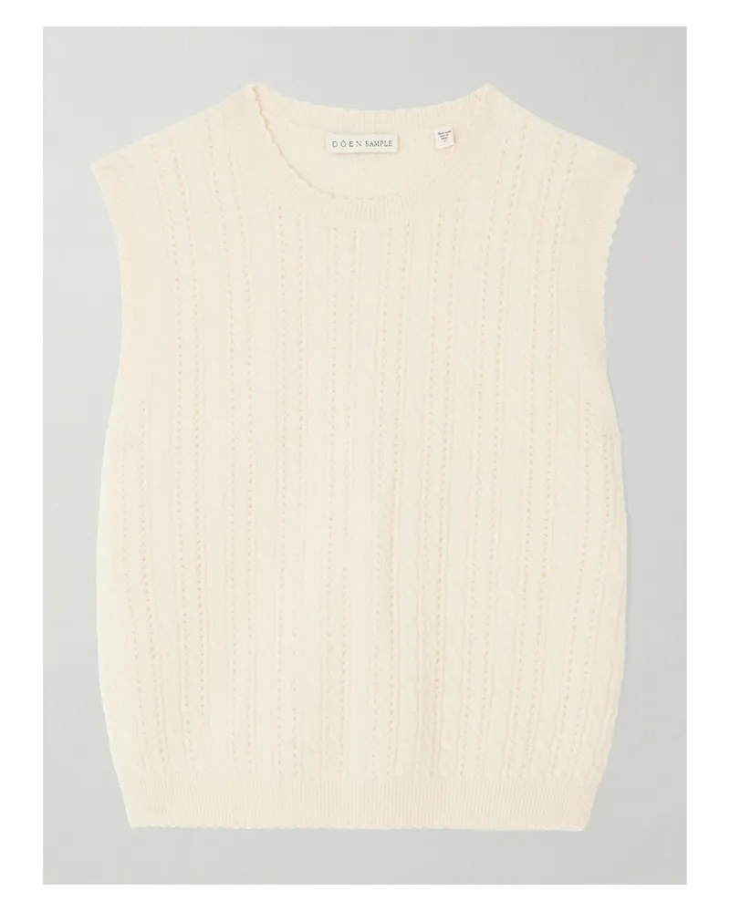 DÔEN Louden Cropped Cable-knit Cashmere Sweater Vest - Neutrals Neutrals