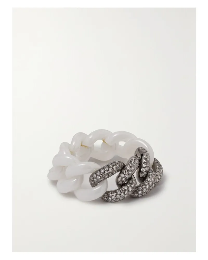 SHAY Ring Aus Keramik Und Geschwärztem 18 Karat Weißgold Mit Diamanten Weiß