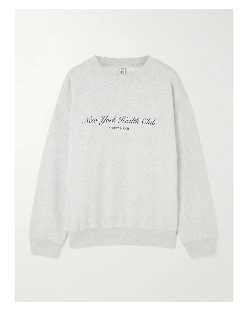 SPORTY & RICH Health Is Wealth Sweatshirt Aus Baumwoll-jersey Mit Print - Grau Grau