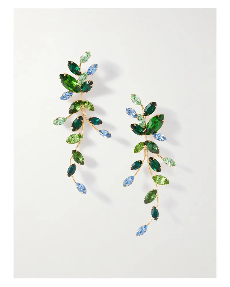 Jennifer Behr Vivica Gold-tone Crystal Earrings - Green Green