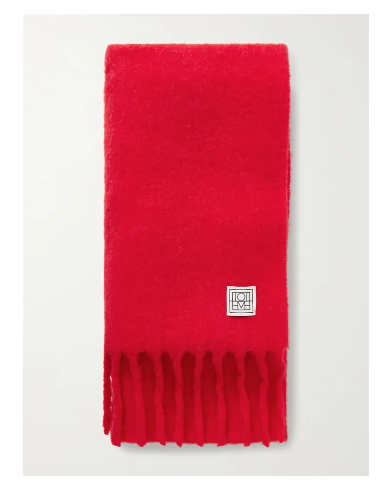 Totême Fuzzy Fringed Alpaca-blend Scarf - Red Red