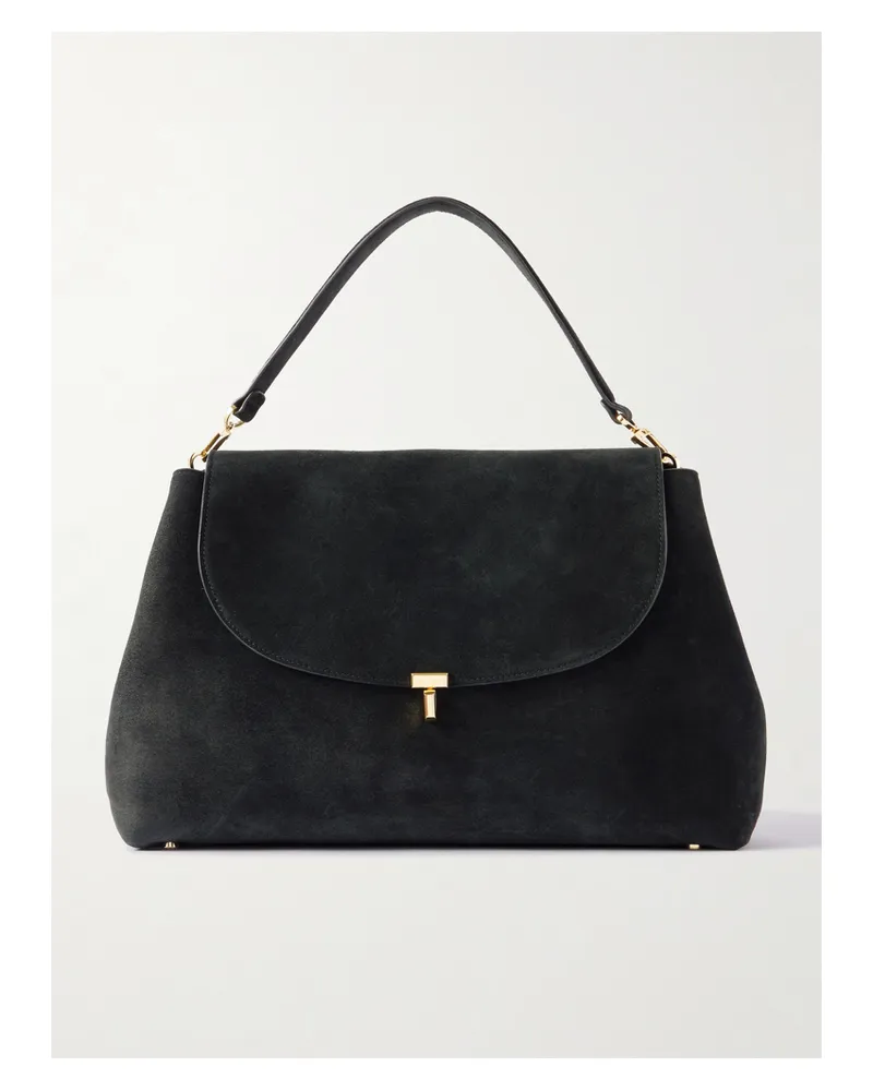 Totême T-lock Suede Shoulder Bag - Black Black