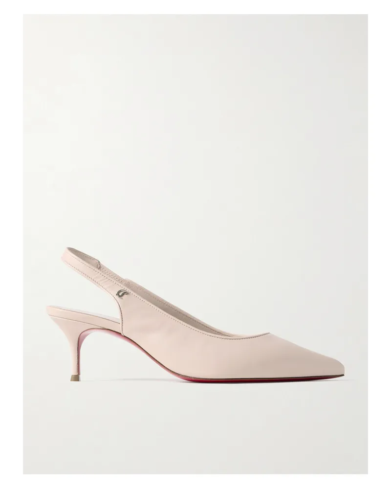 Christian Louboutin Sporty Kate 45 Leather Slingback Pumps - Cream Cream