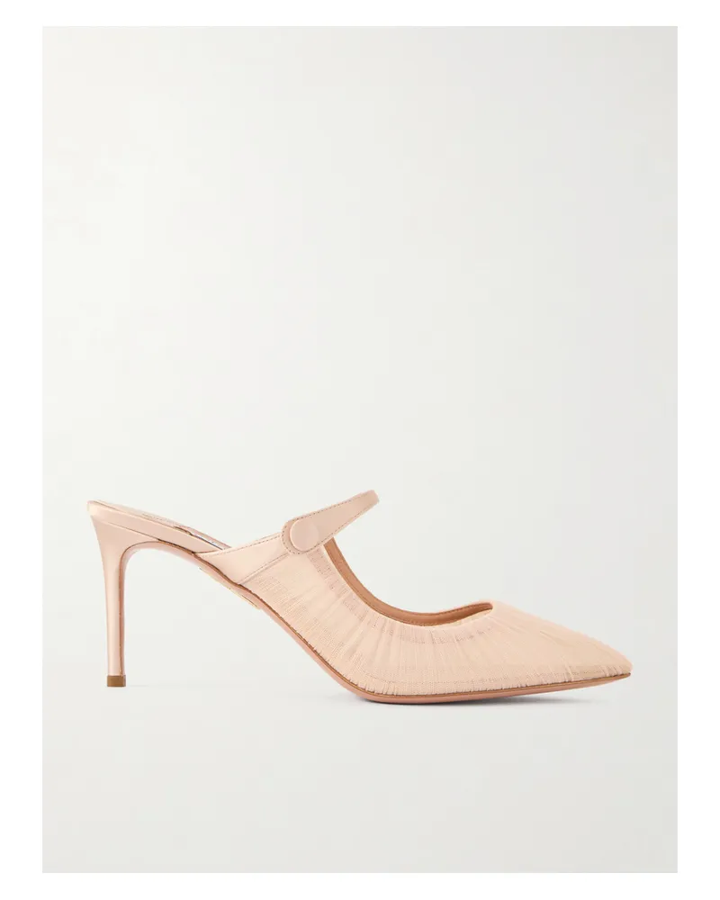 Aquazzura Voile 75 Mules Aus Gerafftem Tüll Und Satin - Pink Pink