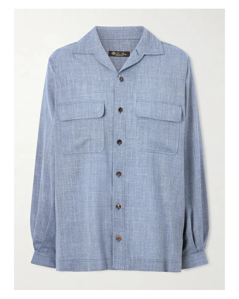 Loro Piana Ida Hemd Aus Einer Mischung Aus Wolle, Seide Und Leinen - Blau Blau