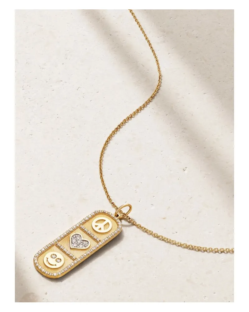 Sydney Evan Cartouche Icon Kette Aus 14 Karat Gold Mit Diamanten Gold
