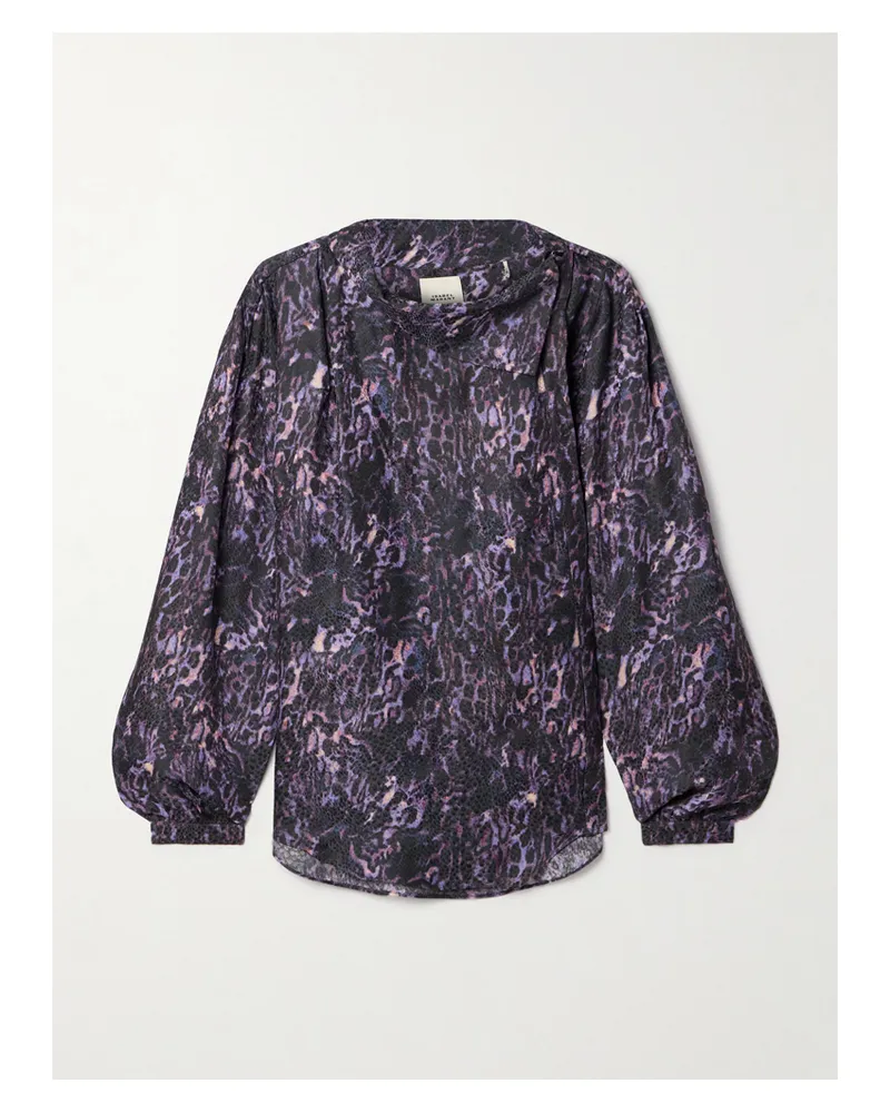 Isabel Marant Muriel Hemd Aus Bedrucktem Satin Mit Jacquard-muster Und Falten - Lila Lila