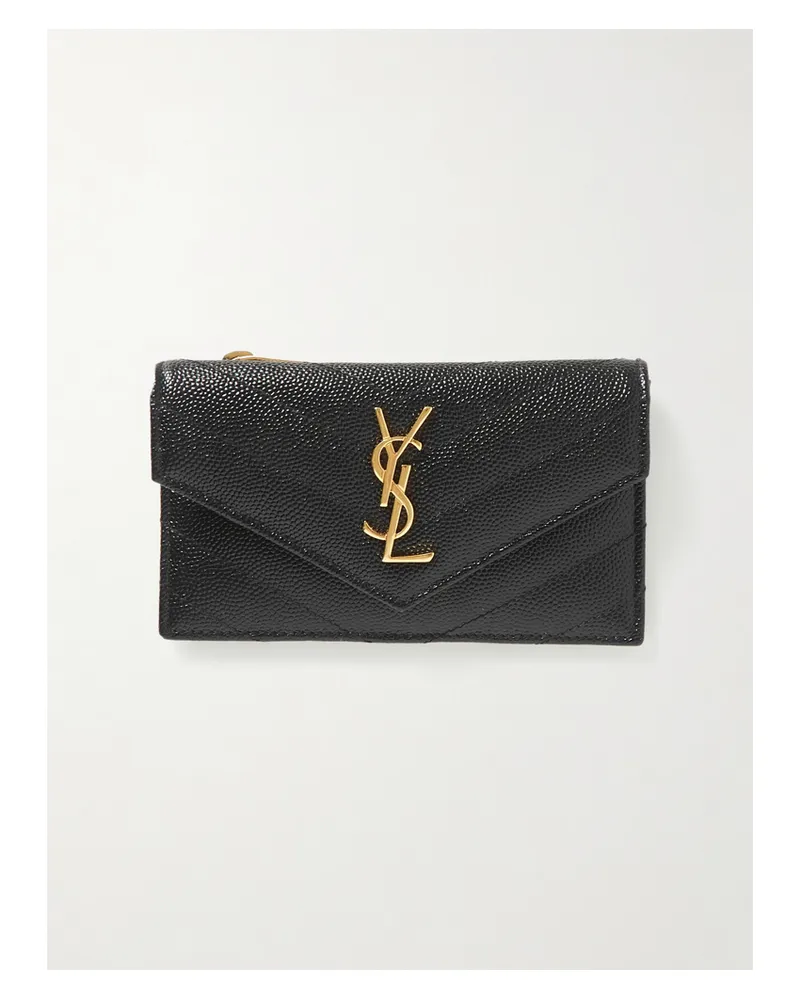 Saint Laurent Monogramme Quilted Textured-leather Wallet - Black Black