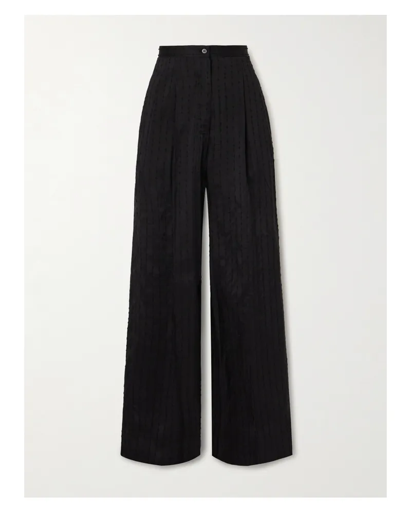 Giuliva Heritage Collection Elsa Hose Mit Geradem Bein Aus Webstoff Mit Falten, Streifen Und Webpunkten - Schwarz Schwarz