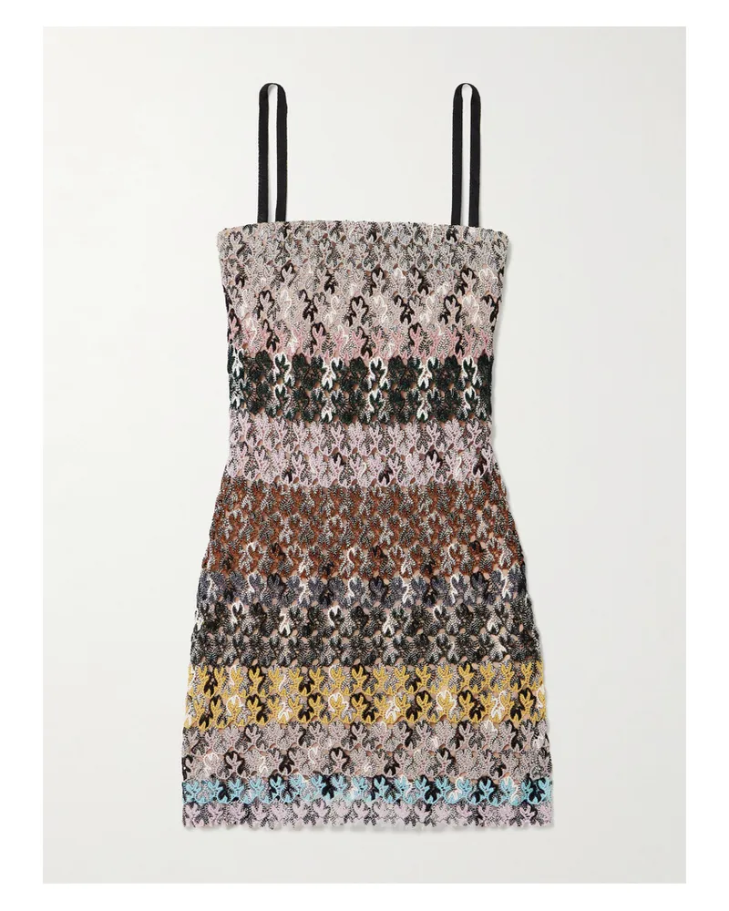 Missoni Minikleid Aus Gestreiftem Metallic-häkelstrick - Mehrfarbig Mehrfarbig