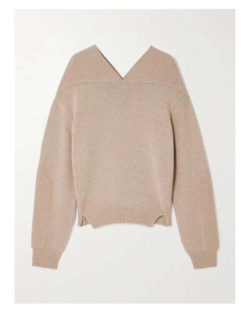 Victoria Beckham Pullover Aus Einer Woll-kaschmirmischung Mit Rippstrickdetails - Neutral Neutral