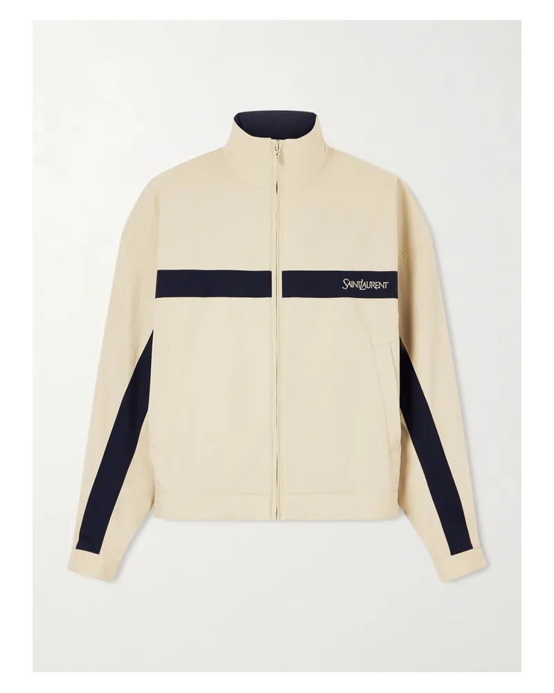 Saint Laurent Jacke Aus Baumwolle Mit Streifen Und Stickerei - Neutral Neutral