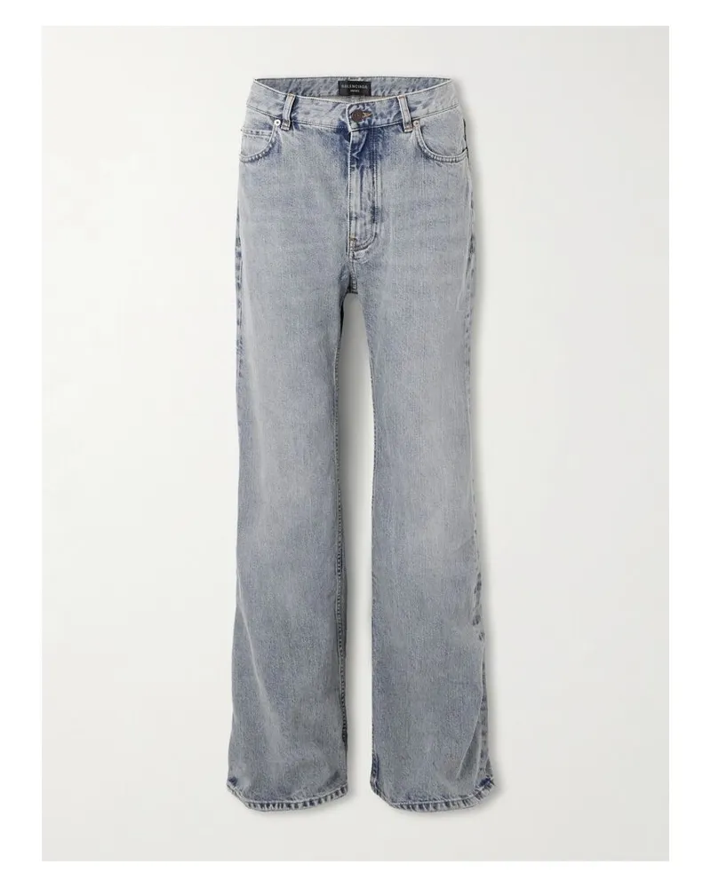 Balenciaga Tief Sitzende Schlagjeans In Distressed-optik - Blau Blau