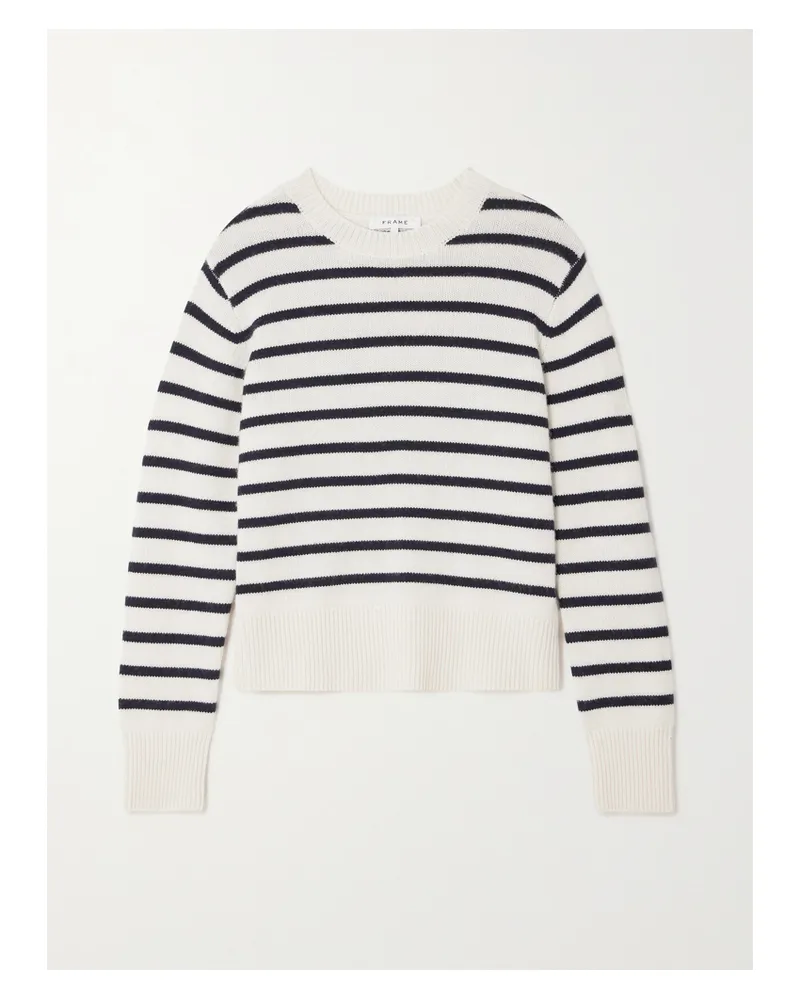Frame Denim Pullover Aus Gestreiftem Kaschmir - Weiß Weiß