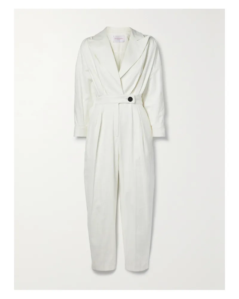 Carolina Herrera New York Jumpsuit Aus Twill Aus Einer Baumwollmischung Mit Falten - Weiß Weiß