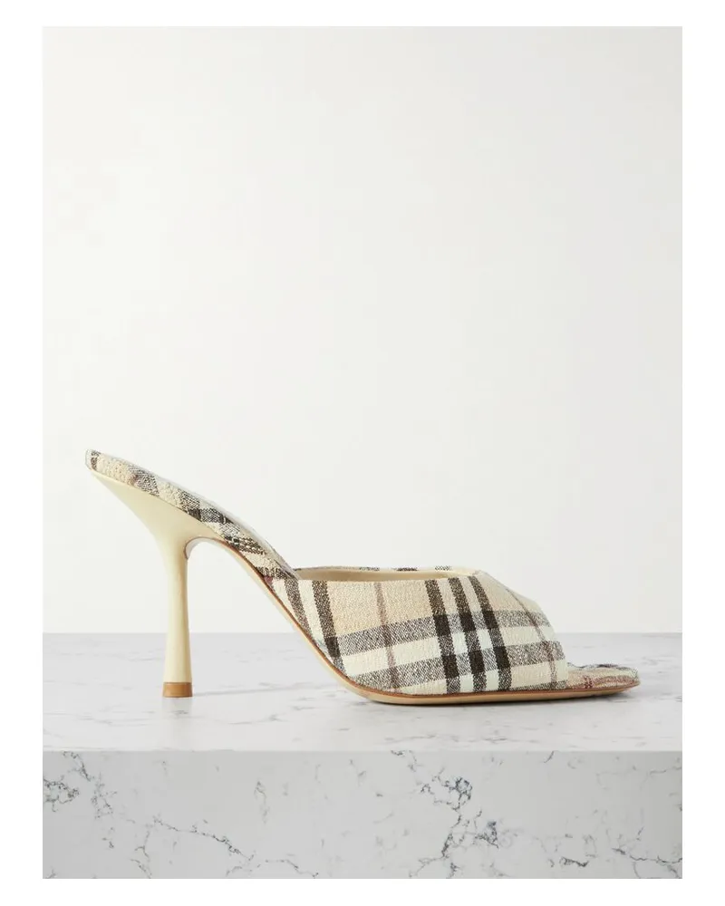 Burberry Mules Aus Kariertem Leinen - Creme Creme