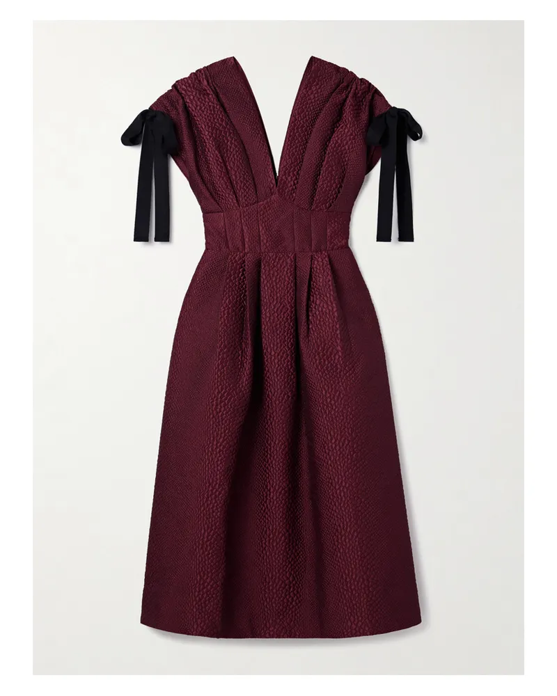Sea Fayetta Midikleid Aus Cloqué Mit Schleifen Und Falten - Burgunder Burgunder