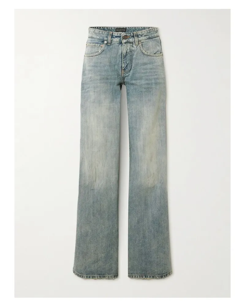 Balenciaga Halbhohe Jeans Mit Weitem Bein In Distressed-optik - Blau Blau